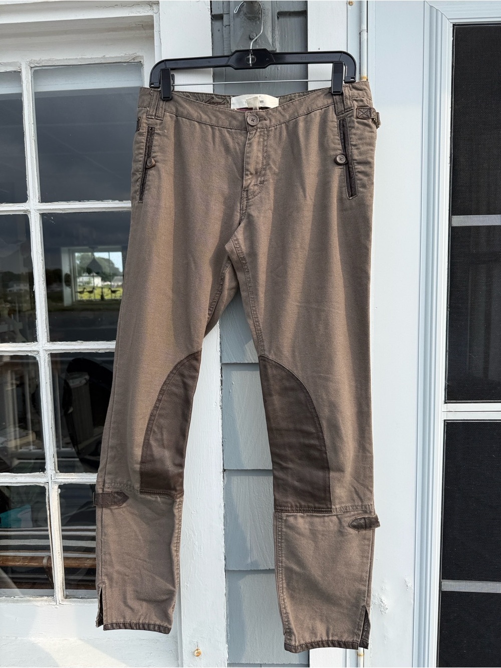 H&M L.O.G.G. Size 8 Equestrian Riding Pants Brown Leather Trim Y2K